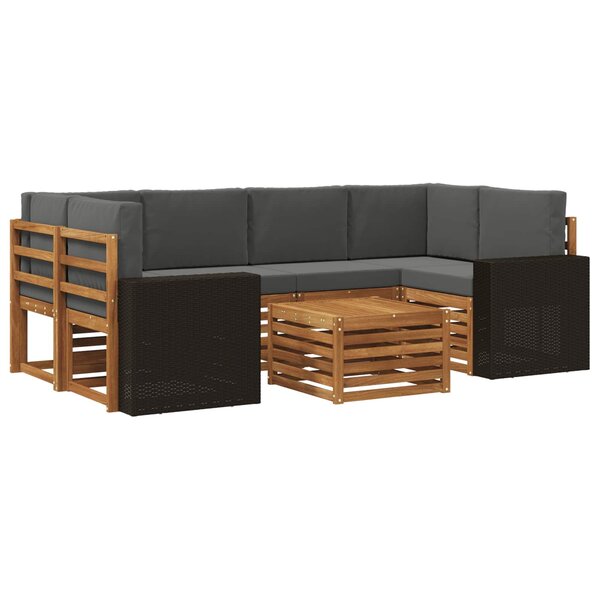 vidaXL Ensemble de canapés d'extérieur 7 pc Naturel et Anthracite