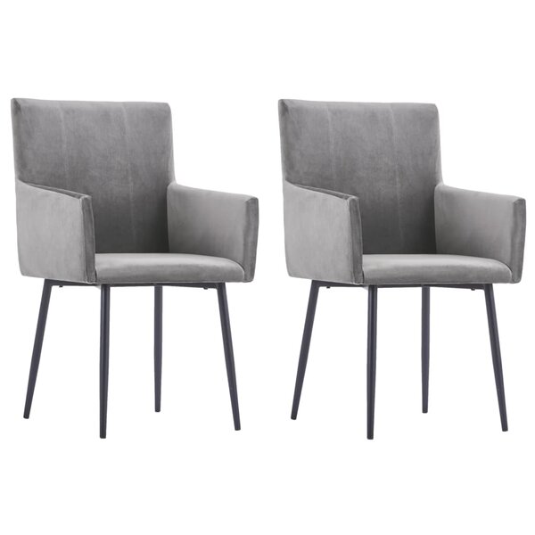 vidaXL Chaises à manger avec accoudoirs lot de 2 gris velours