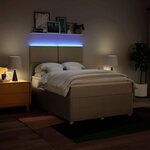 vidaXL Sommier à lattes de lit avec matelas Crème 160x200 cm Tissu
