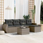 vidaXL Salon de jardin 6 Pièces avec coussins gris résine tressée