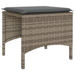 vidaXL Canapé de jardin 2 places avec table et tabourets gris rotin