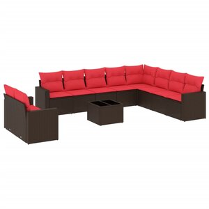 vidaXL Salon de jardin et coussins 11 Pièces marron résine tressée