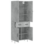 vidaXL Buffet haut Gris béton 69 5x34x180 cm Bois d'ingénierie
