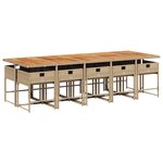 vidaXL Ensemble à manger de jardin et coussins 11 Pièces beige poly rotin