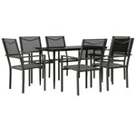 vidaXL Ensemble à manger de jardin 7 Pièces noir textilène et acier