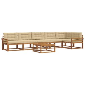 vidaXL Ensemble de canapés d'extérieur 7 Pièces Naturel et Beige