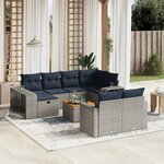 vidaXL Salon de jardin 11 Pièces avec coussins gris résine tressée