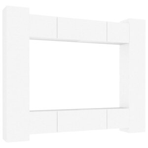 vidaXL Ensemble de meubles TV 8 Pièces Blanc Bois d'ingénierie