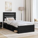 vidaXL Cadre de lit avec tête de lit Noir 90 x 190 cm Pin massif