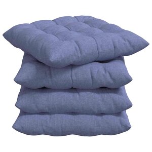 vidaXL Coussins de siège 4 pc Tissu Bleu denim 40 x 40 x 6 cm