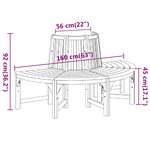 vidaXL Banc demi-circulaire tour d'arbre Ø160cm bois massif eucalyptus