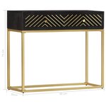 vidaXL Table console Noir et doré 90x30x75 cm Bois de manguier massif