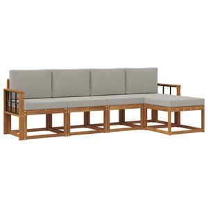vidaXL Ensemble de canapés d'extérieur 5 Pièces Gris Naturel et Clair