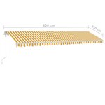 vidaXL Auvent manuel rétractable avec LED 600x350 cm Jaune et blanc