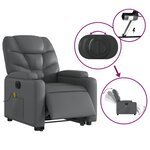vidaXL Fauteuil inclinable de massage électrique gris similicuir