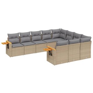 vidaXL Salon de jardin avec coussins 10 Pièces beige résine tressée