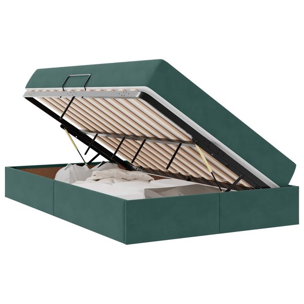 vidaXL Lit avec rangement et matelas Vert foncé 120 x 200 cm Velours