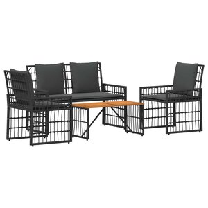 vidaXL Ensemble de meubles d'extérieur 4 pc Noir et Gris foncé