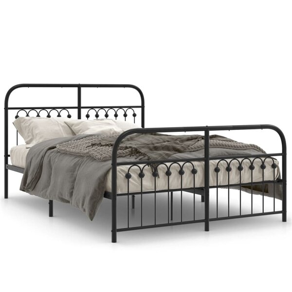 vidaXL Cadre de lit métal sans matelas avec pied de lit noir 137x190cm
