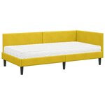vidaXL Cadre de lit d'angle avec matelas Autre 2 Pièces Jaune Velours