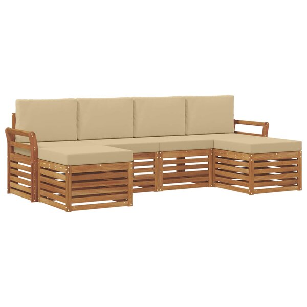 vidaXL Ensemble de canapés d'extérieur 6 pc Naturel et Beige