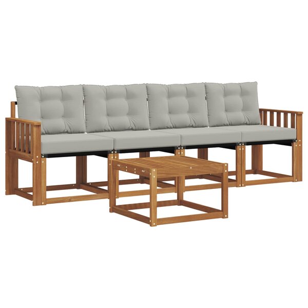 vidaXL Ensemble de canapés d'extérieur 5 pc Gris Naturel et Clair
