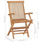 vidaXL Chaises de jardin et coussins gris lot de 4 Bois de teck massif