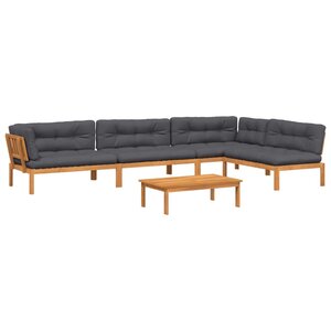 vidaXL Salon palette de jardin avec coussins 5Pièces bois d'acacia massif
