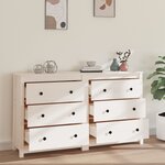 vidaXL Buffet Blanc 140x35x80 cm Bois massif de pin