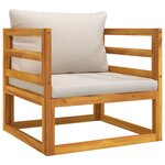 vidaXL Salon de jardin 7 Pièces avec coussins gris clair bois massif