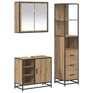 vidaXL Ensemble de mobilier de salle de bain 3 Pièces Chêne artisanal