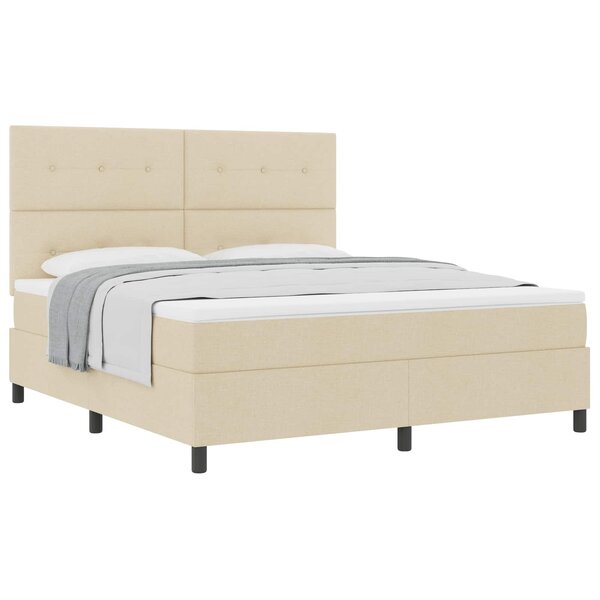vidaXL Lit à ressorts avec matelas Crème 180 x 200 cm tissu