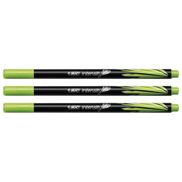 Stylo Feutre Fineliner Intensity Pointe Baguée métal Fine 0 4mm Vert Clair x 3 BIC