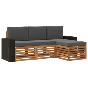 vidaXL Ensemble de canapés d'extérieur 4 Pièces Naturel et Anthracite