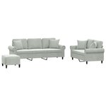 vidaXL Ensemble de canapés 3 Pièces avec coussins gris clair velours