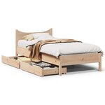 vidaXL Cadre de lit avec tiroirs 75x190 cm bois de pin massif