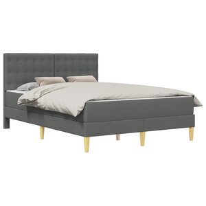 vidaXL Cadre de lit avec matelas Gris foncé 120 x 190 cm tissu