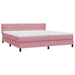 vidaXL Sommier à lattes de lit avec matelas rose 180x210 cm velours