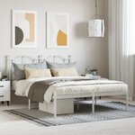 vidaXL Cadre de lit métal avec tête de lit blanc 140x190 cm