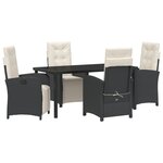 vidaXL Ensemble de salle à manger de jardin 5 pièces avec coussins en poly rotin noir