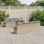 vidaXL Ensemble de canapé de jardin 9 Pièces Beige Poly rotin