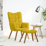 vidaXL Fauteuil relax avec tabouret en velours jaune