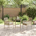 vidaXL Ensemble bistro de jardin 3 Pièces Beige Poly rotin