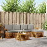 vidaXL Ensemble de canapés d'extérieur 6 Pièces Gris Naturel et Clair