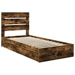 vidaXL Lit de Rangement Chêne fumé 90 x 200 cm Bois d'ingénierie