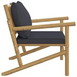 vidaXL Chaises de jardin lot de 2 avec coussins gris foncé bambou
