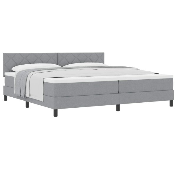vidaXL Lit à ressorts avec matelas Gris clair 200 x 200 cm tissu