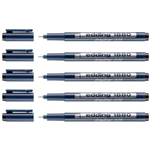 Feutre Fin de Précision 1880 Pointe Calibrée Noir (0.05) 0 2 mm x 5 EDDING