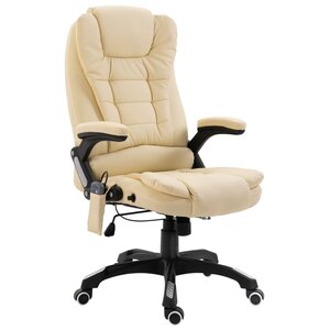 Chaise fauteuil siège de bureau informatique étude de massage similicuir crème 02_0024007