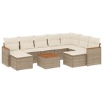 vidaXL Salon de jardin avec coussins 10 Pièces beige résine tressée